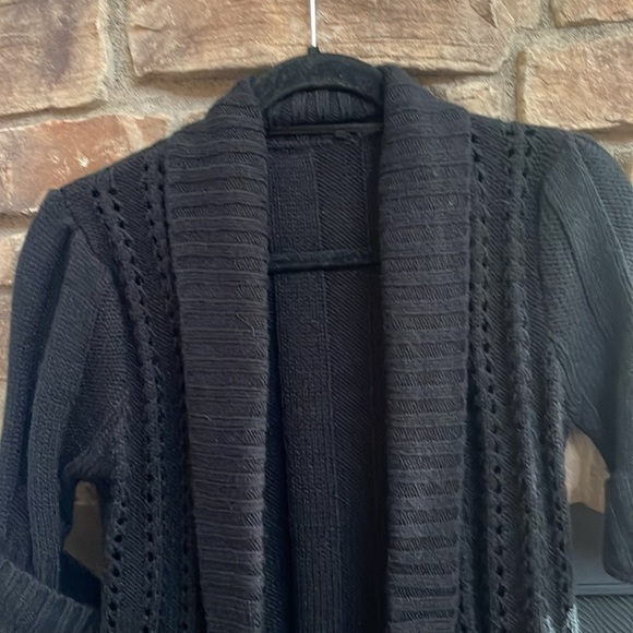 Black cardigan with silver faux buttons. Size medium. - Picture 3 of 10